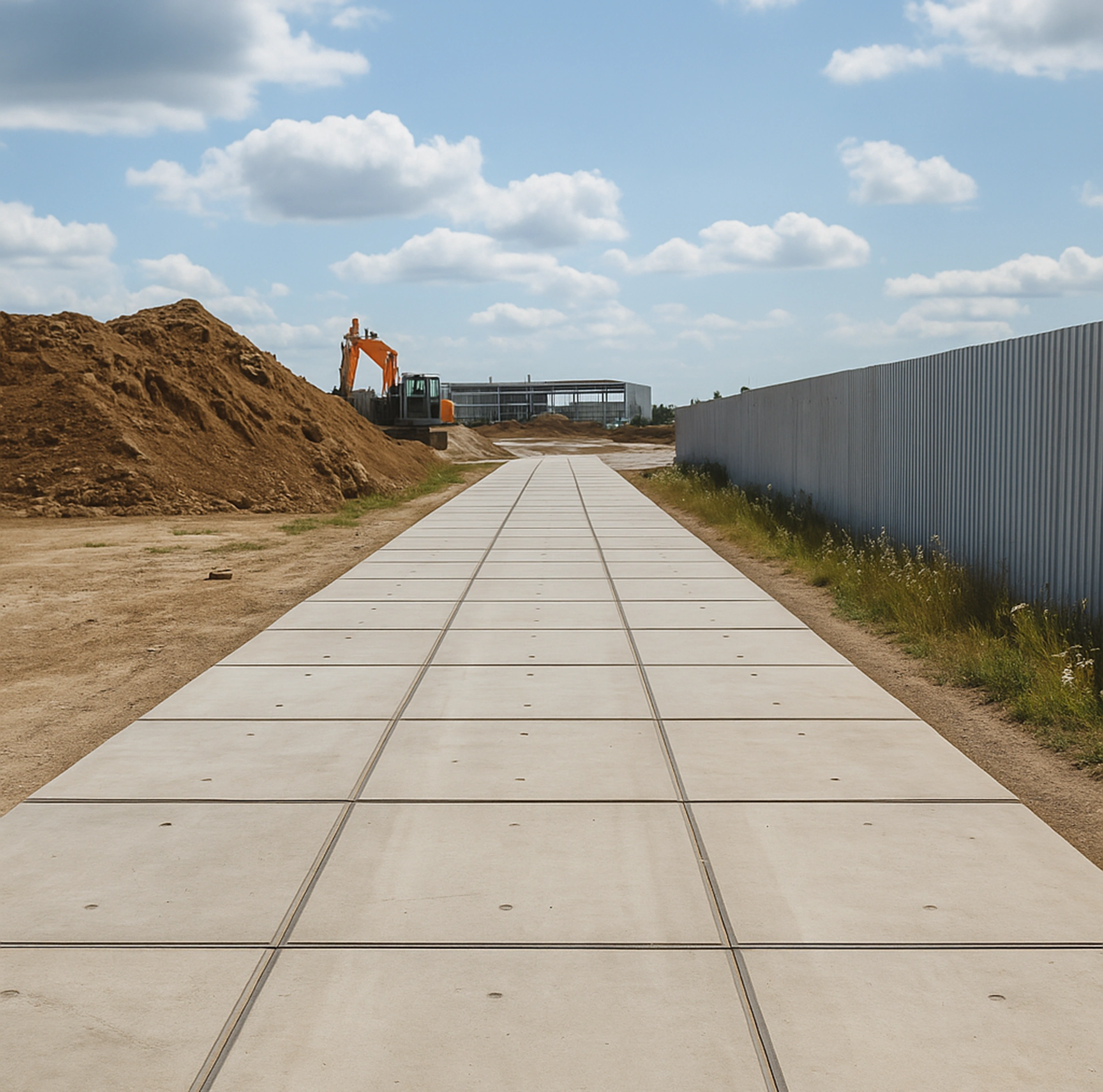 Accès chantier en dalles béton louées