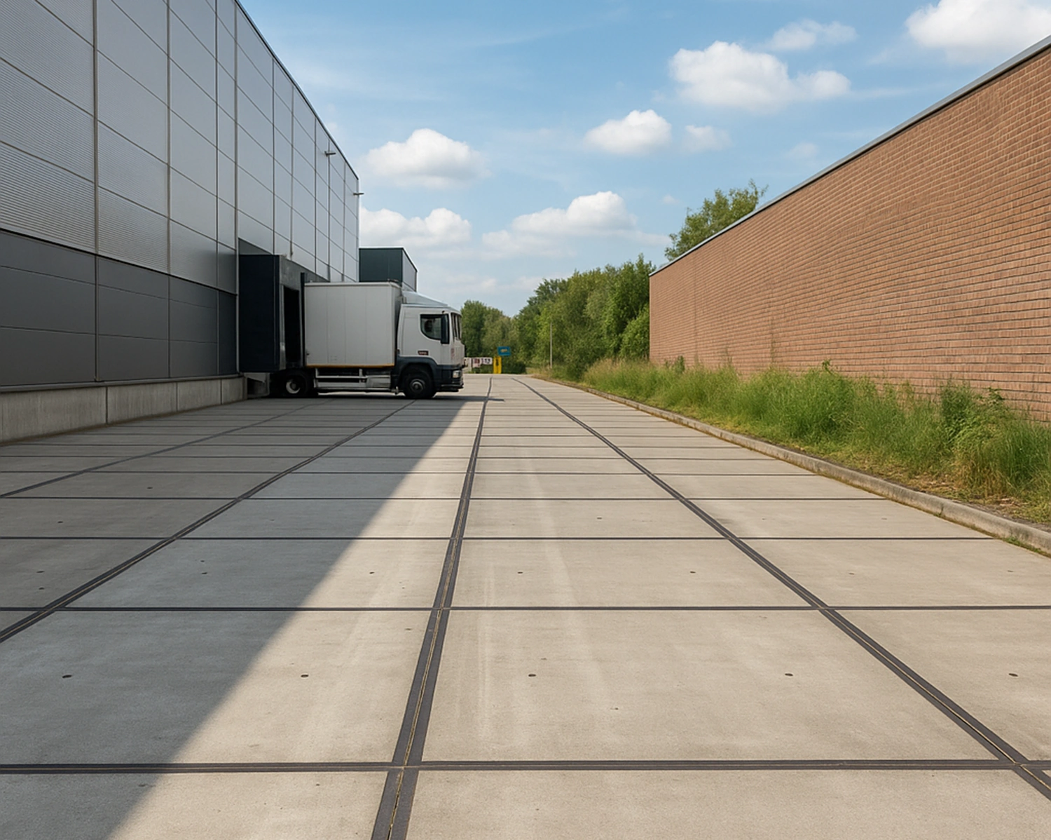 Accès chantier pour poids lourds en dalles béton