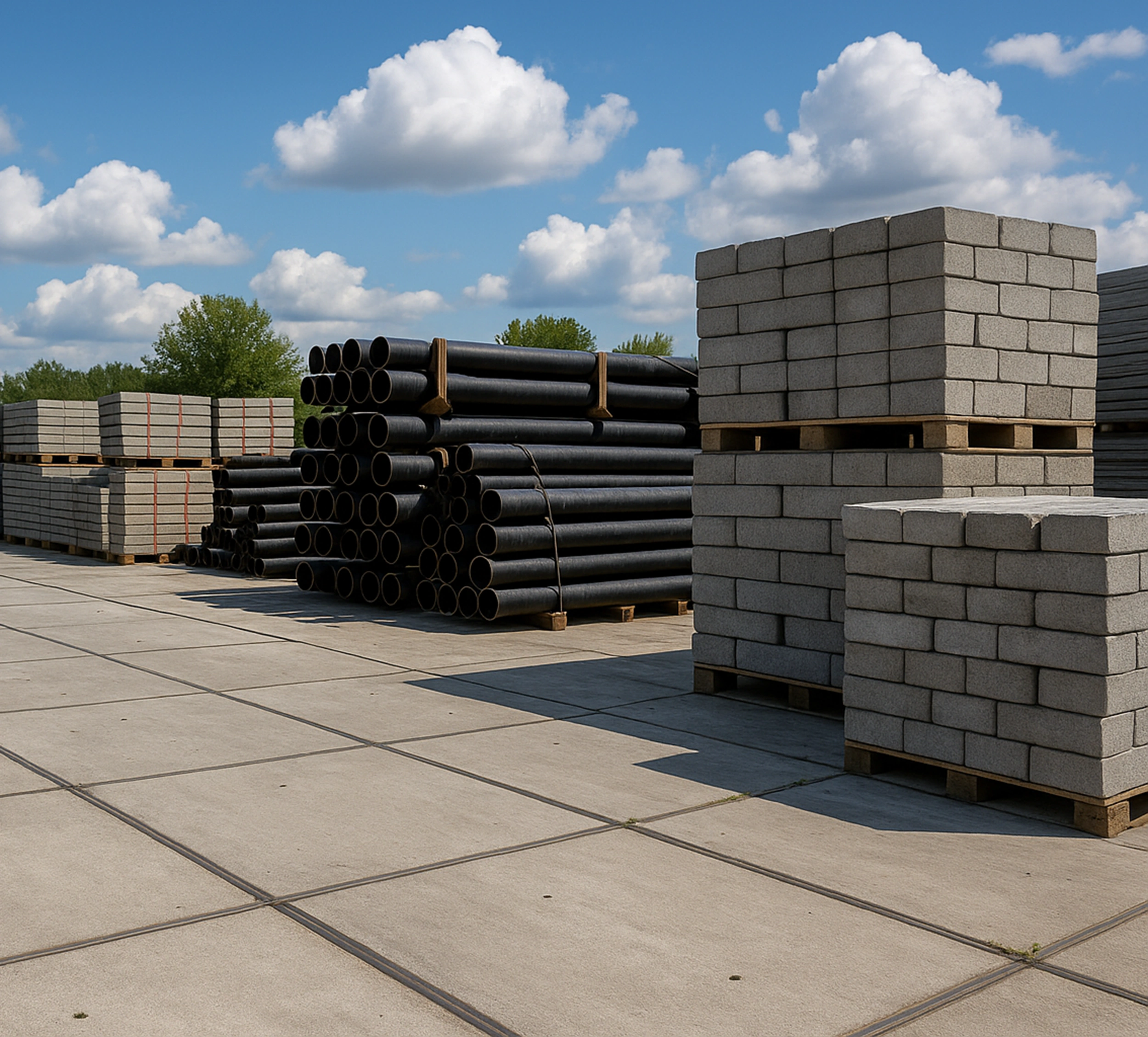 Zone de stockage extérieure sur dalles béton